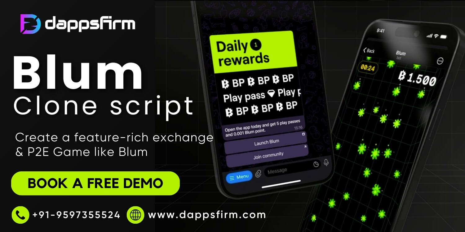 Whitelabel Blum Clone script for build a tap to earn game & Hybrid Trading platform